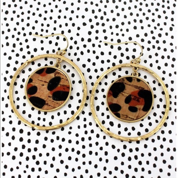 Crave Jewelry - double hoop leopard print cork